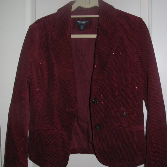 AMERICAN EAGLE Burgandy Sequined Blazer Sz M - Picture 2 of 4